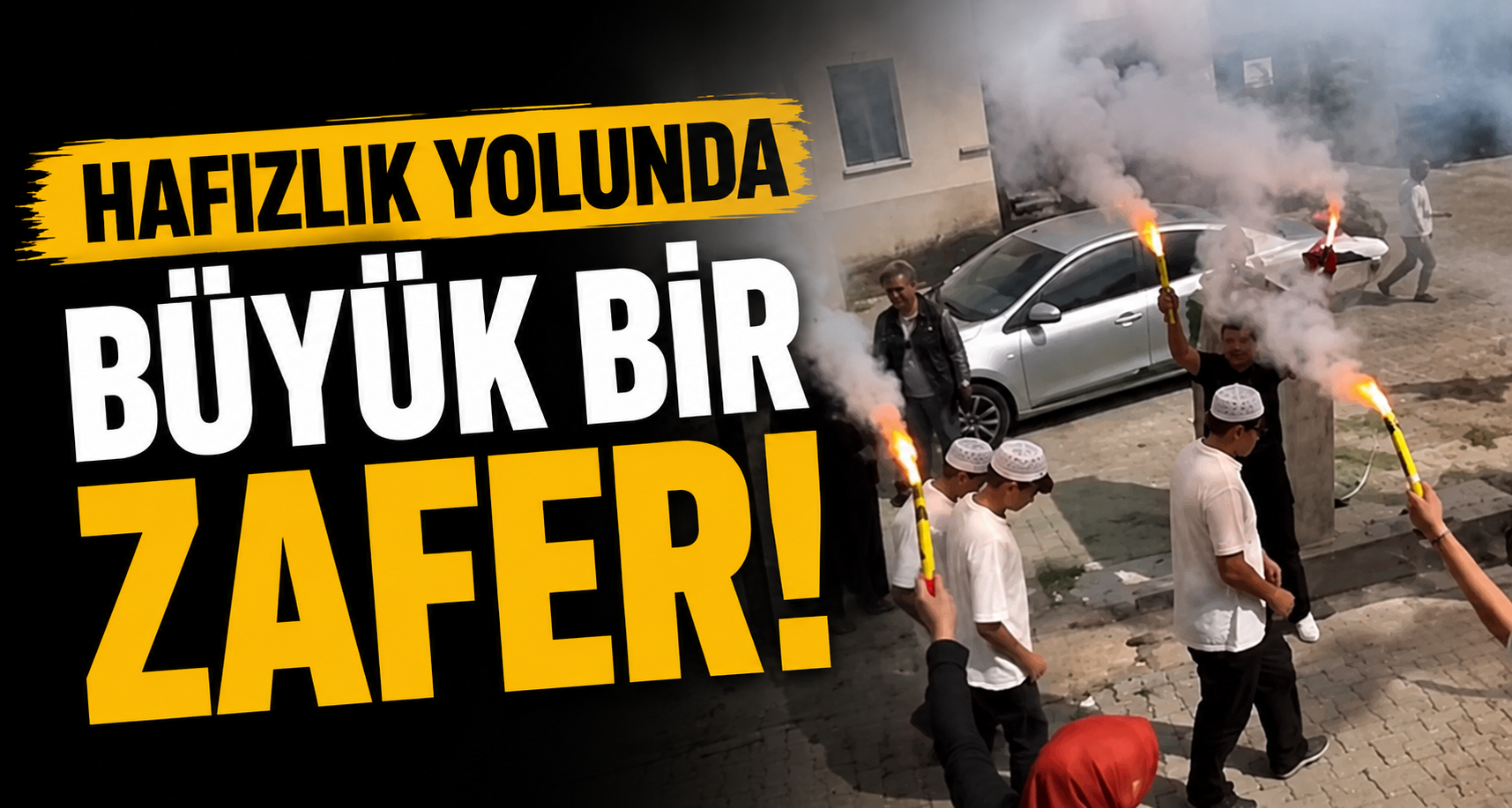Hafızlığını tamamlayan 3 çocuk meşalelerle karşılandı