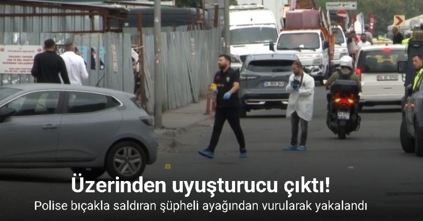 Polise bıçakla saldıran şüpheli ayağından vurularak yakalandı: