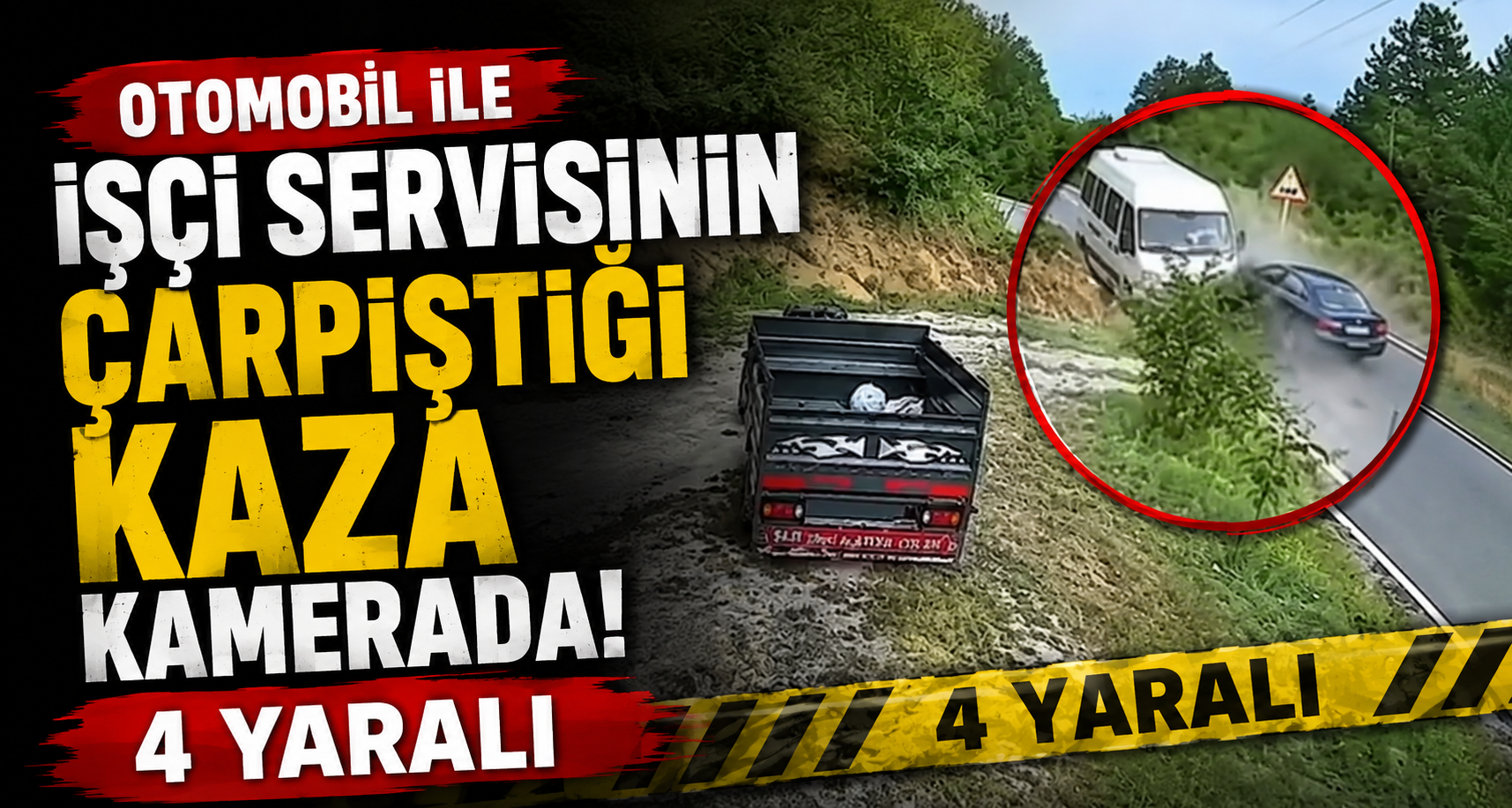 Otomobil ile işçi servisinin çarpıştığı kaza kamerada: 4 yaralı