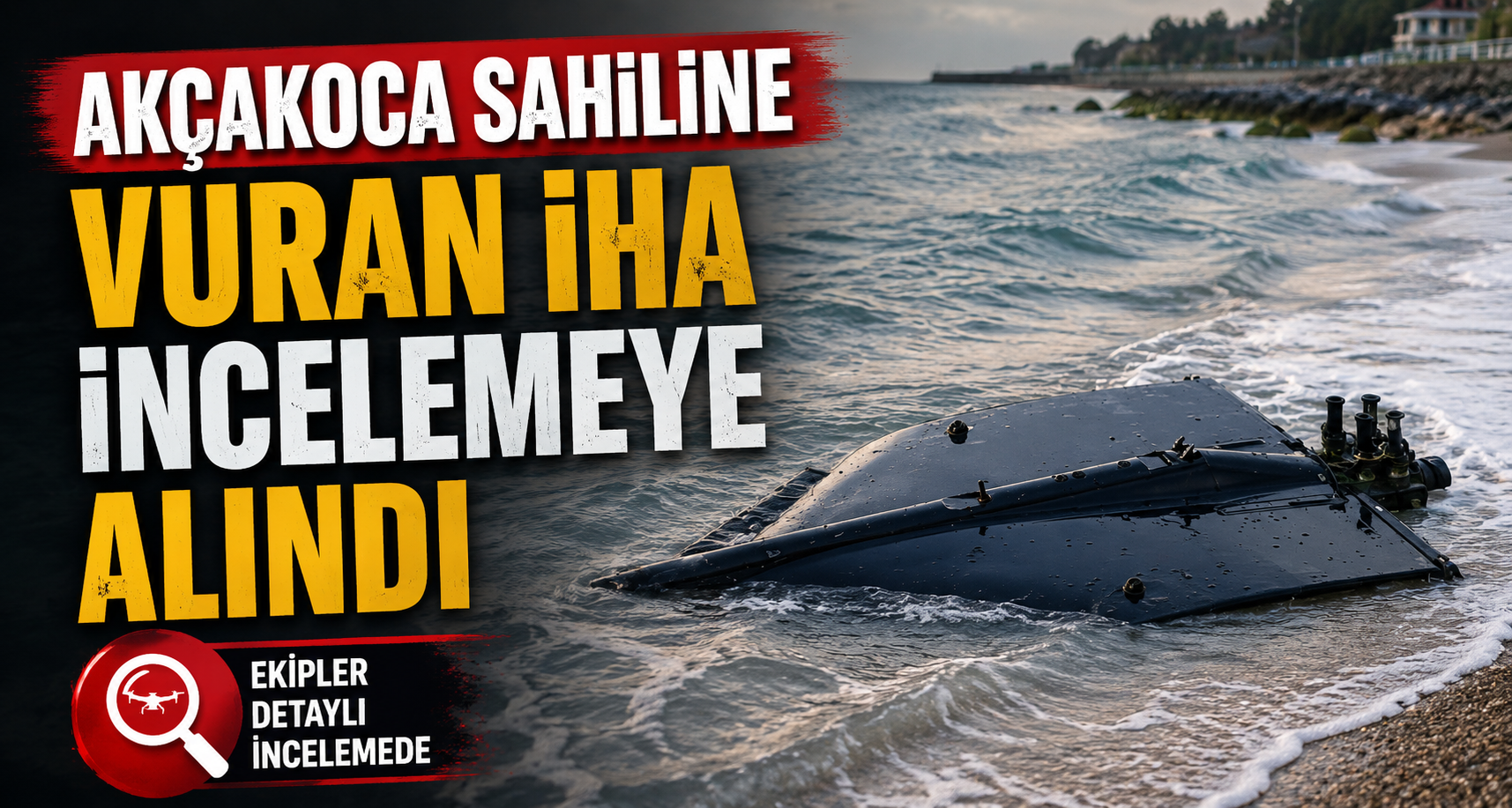 Akçakoca sahiline vuran İHA incelemeye alındı