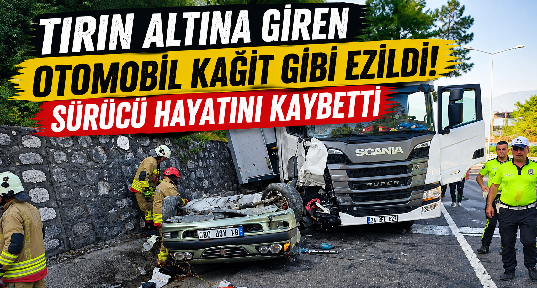 Tırın Altına Giren Otomobil Kağıt Gibi Ezildi: Sürücü Hayatını Kaybetti