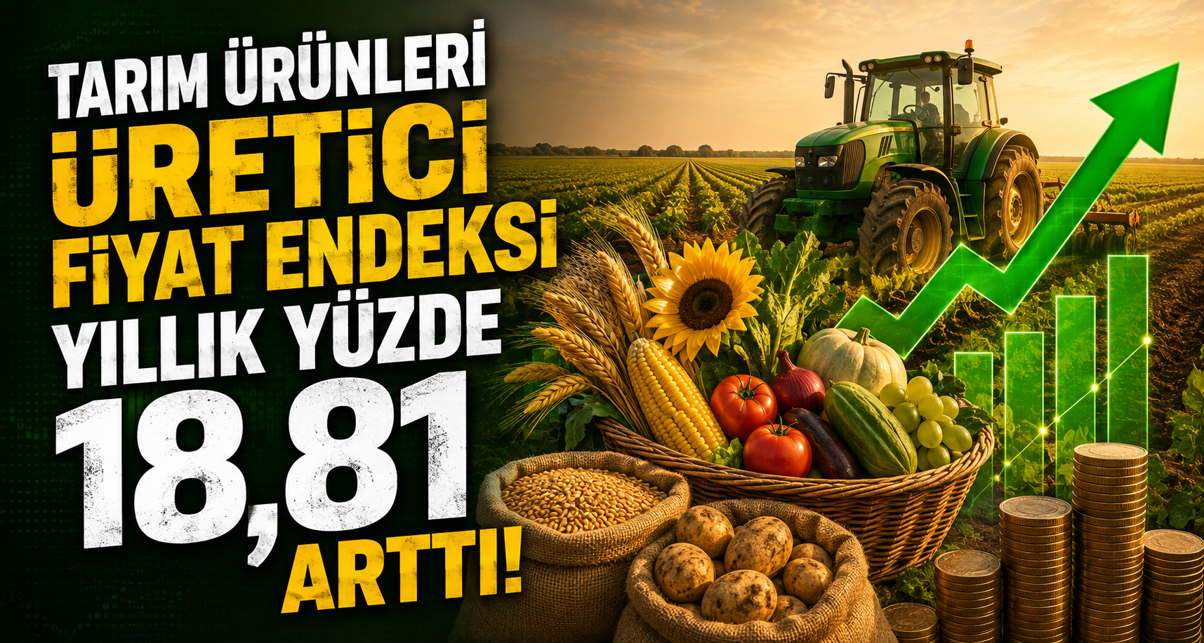 Tarım ürünleri üretici fiyat endeksi yıllık yüzde 18,81 arttı