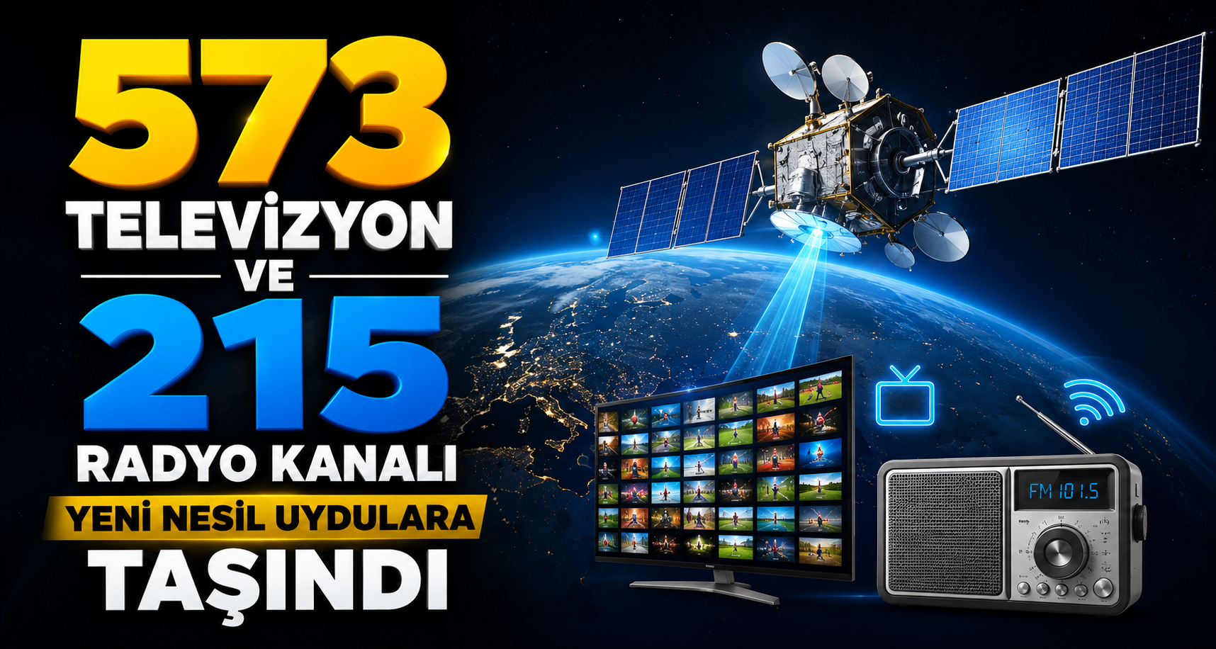 573 televizyon ve 215 radyo kanalı yeni nesil uydulara taşındı