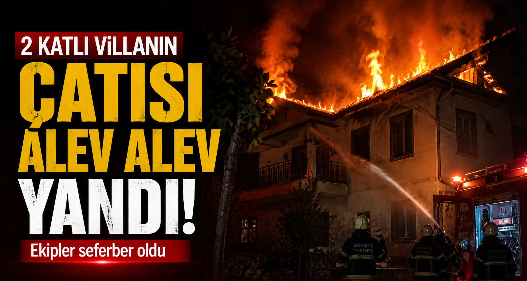 2 katlı villanın çatısı alev alev yandı: Ekipler seferber oldu