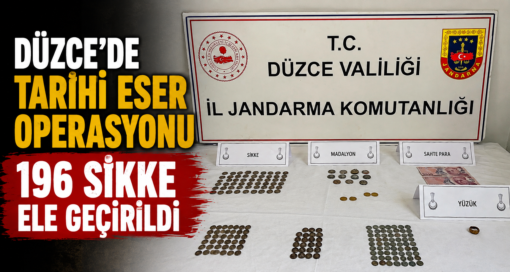 Düzce'de tarihi eser operasyonu 196 sikke ele geçirildi