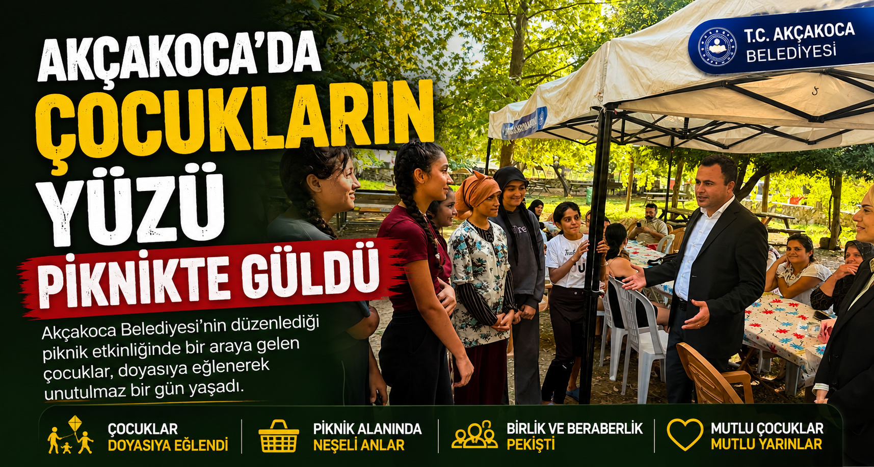 Akçakoca’da çocukların yüzü piknikte güldü