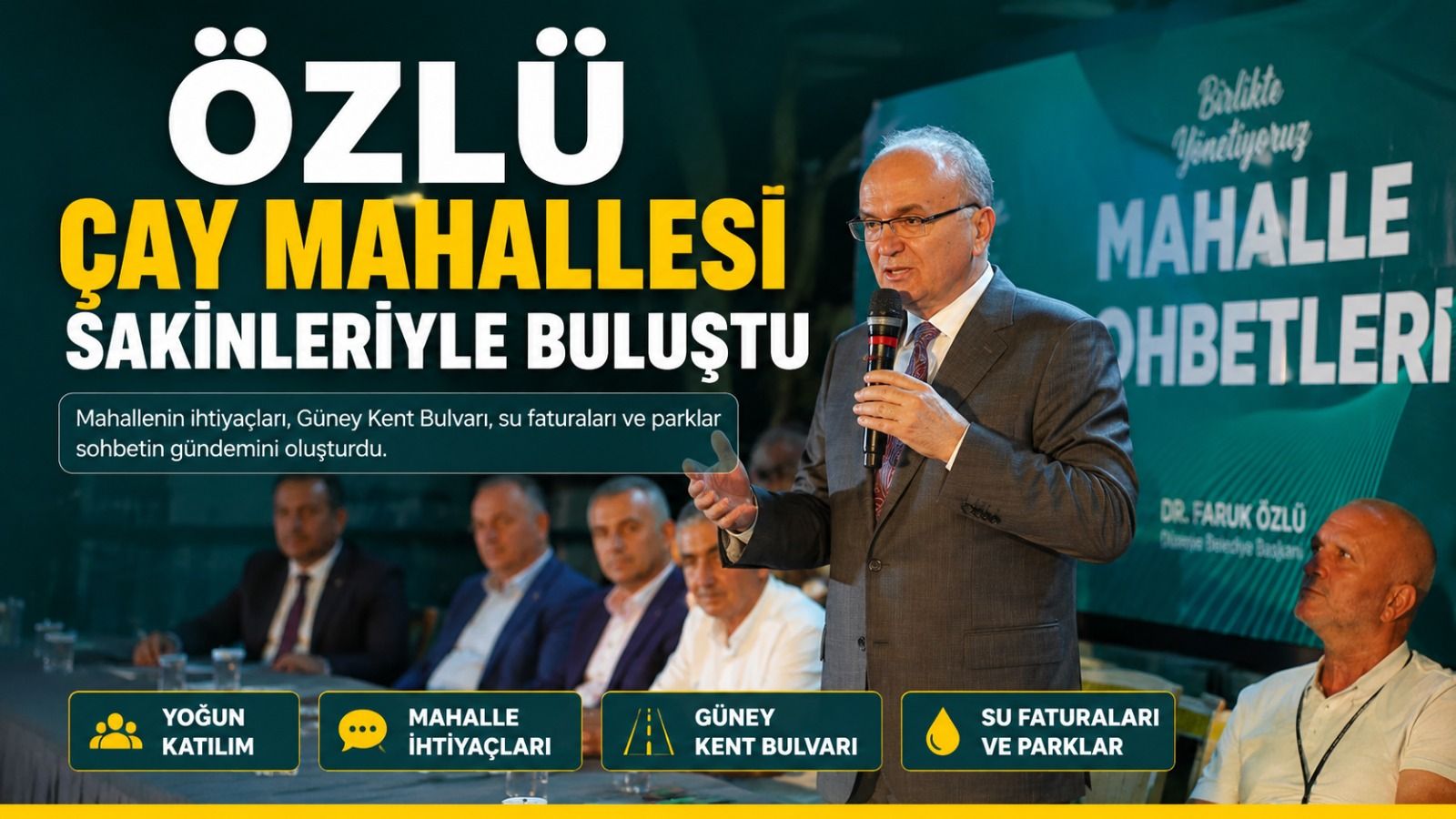 Başkan Özlü Çay Mahallesinde Çiçeklerle Karşılandı