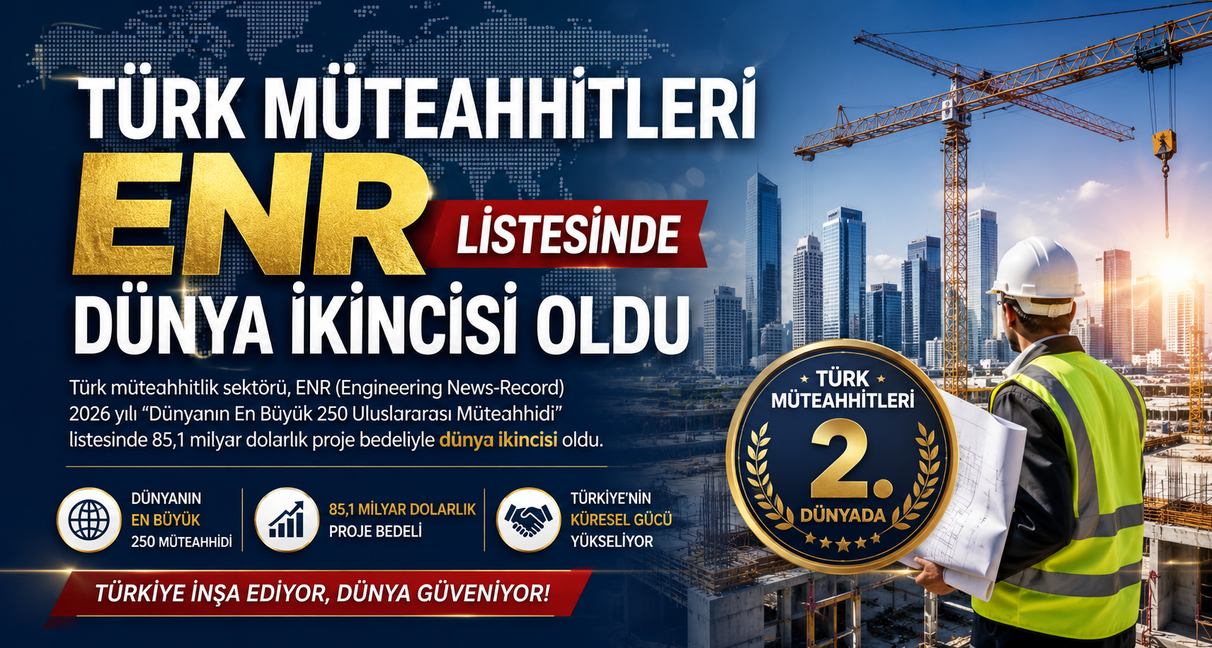 Türk müteahhitleri ENR listesinde dünya ikincisi oldu