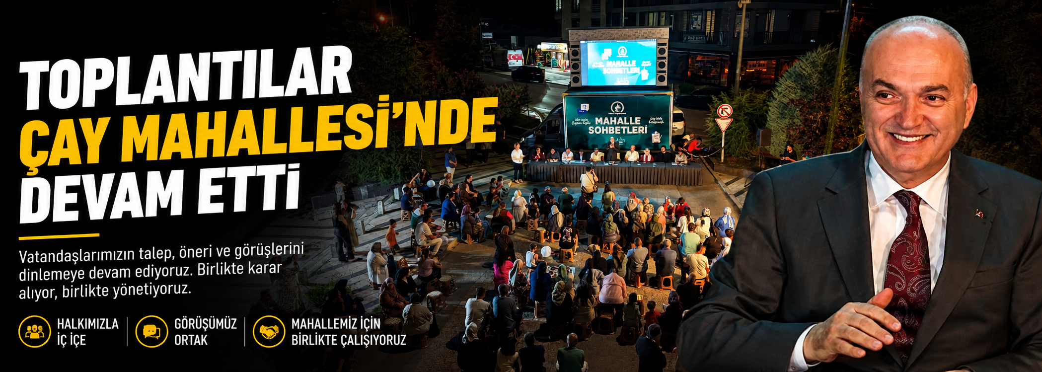 Başkan Özlü Çay Mahallesinde Çiçeklerle Karşılandı