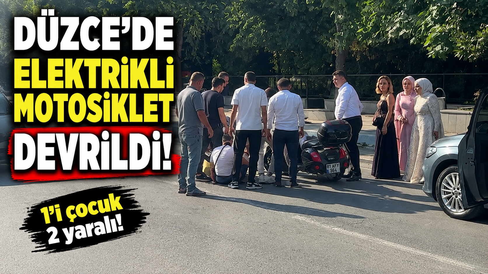 Elektrikli Motosiklet Devrildi 1’i Çocuk 2 Yaralı