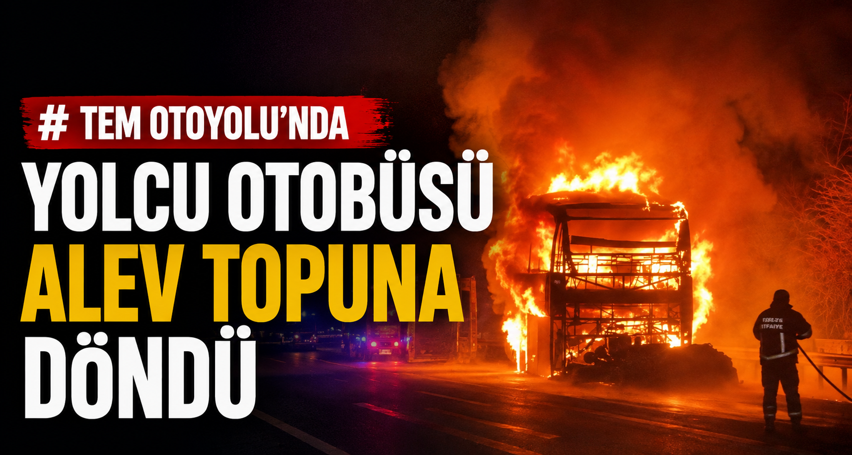 TEM Otoyolu'nda yolcu otobüsü alev topuna döndü