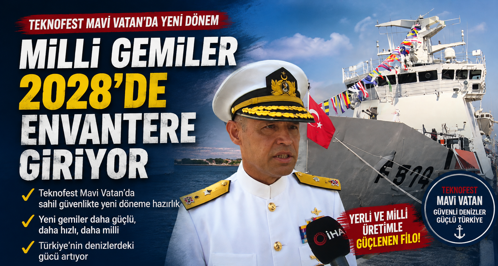 Milli Sahil Güvenlik Gemisi Projesinin 2028 yılında envantere girmesi planlanıyor
