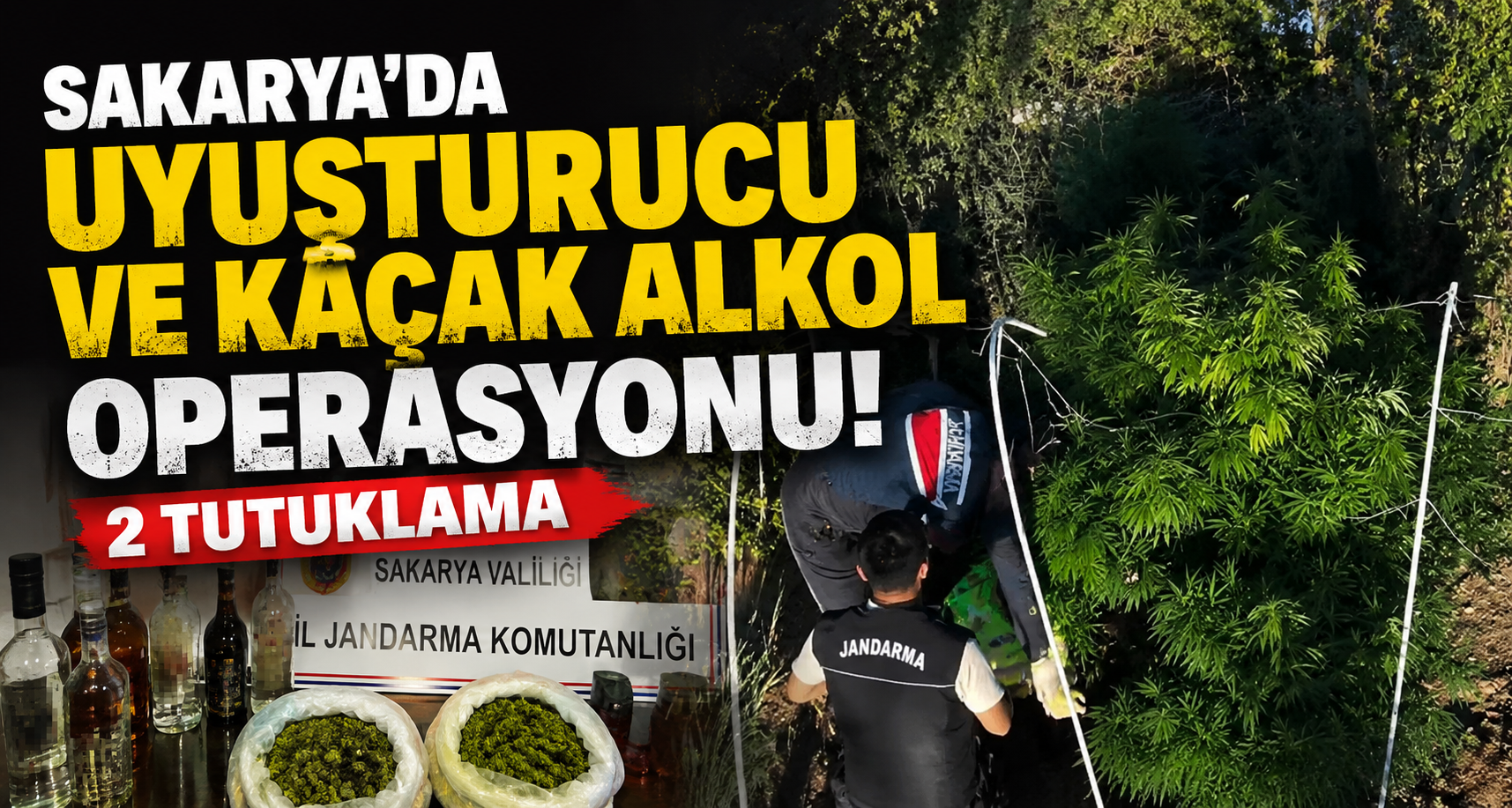Sakarya’da uyuşturucu ve kaçak alkol operasyonu: 2 tutuklama