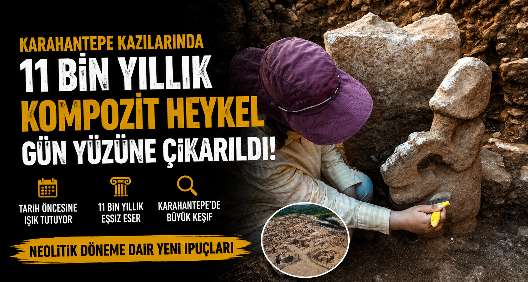 Karahantepe kazılarında 11 bin yıllık kompozit heykel gün yüzüne çıkarıldı