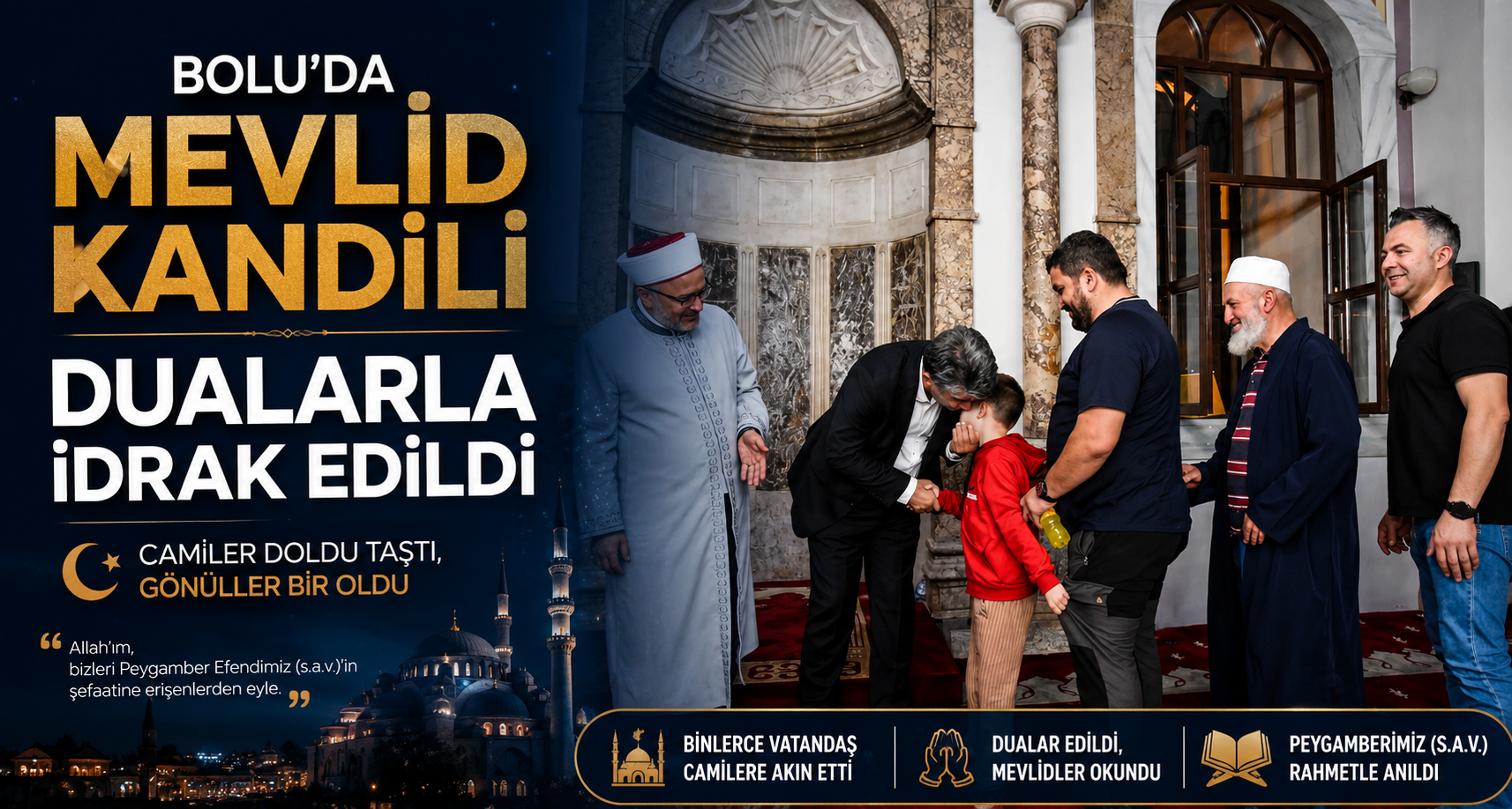 Bolu’da Mevlid Kandili dualarla idrak edildi
