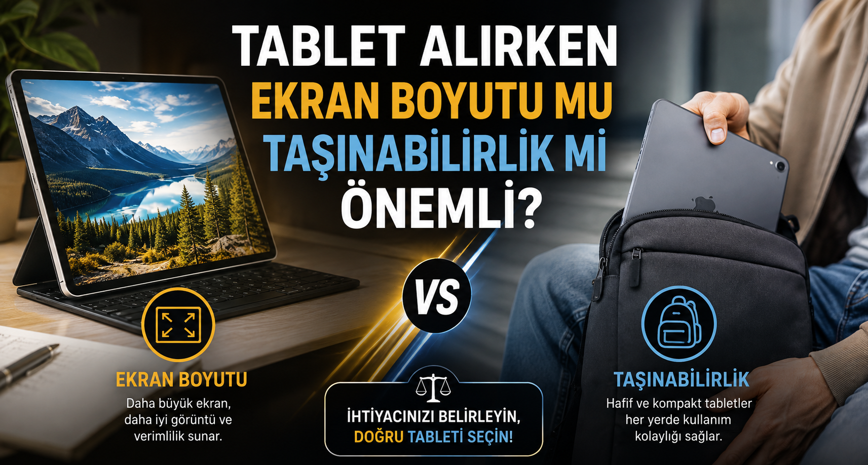 Tablet alırken ekran boyutu mu taşınabilirlik mi önemli?