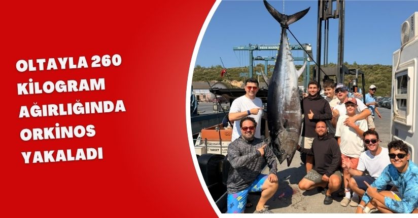Oltayla 260 kilogram ağırlığında orkinos yakaladı