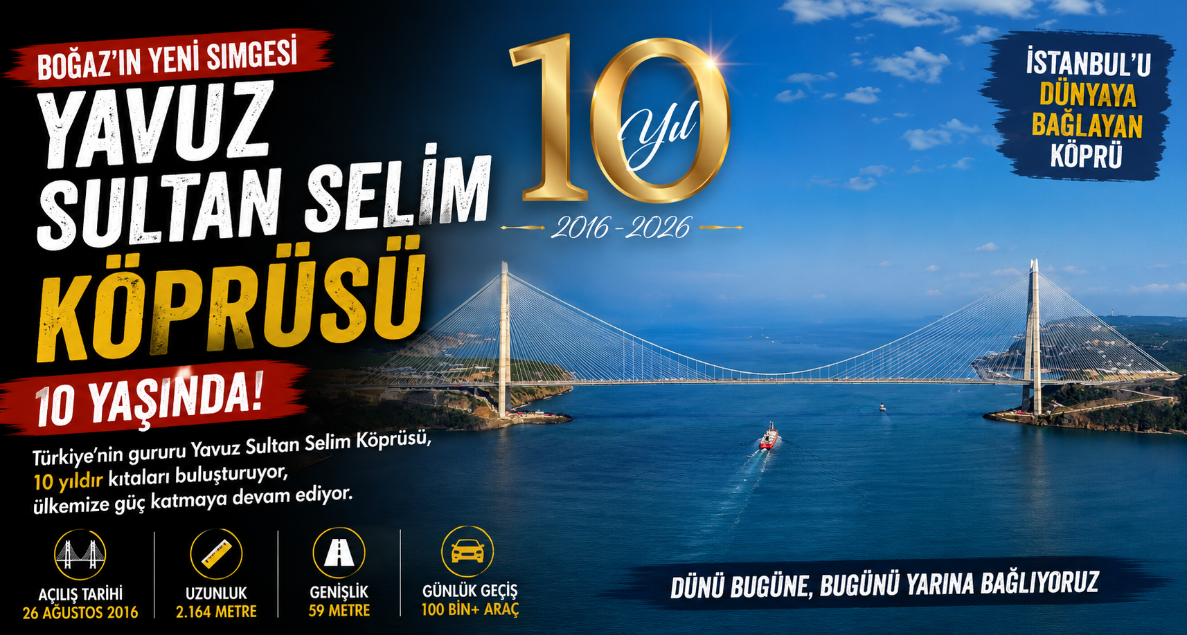 Yavuz Sultan Selim Köprüsü 10 yaşında