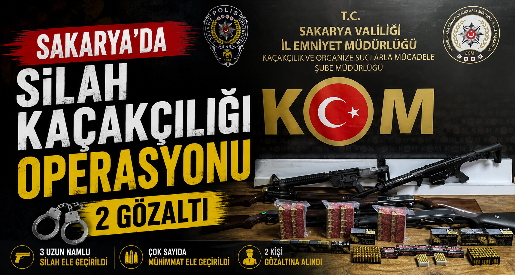 Sakarya’da silah kaçakçılığı operasyonu: 2 gözaltı