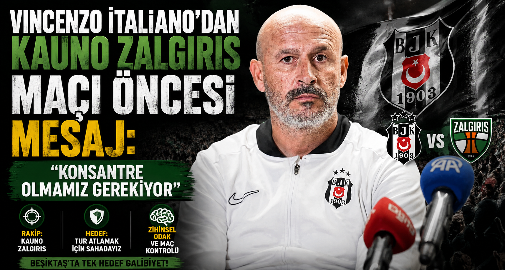 Vincenzo Italiano’dan Kauno Zalgiris maçı öncesi mesaj: “Konsantre olmamız gerekiyor”