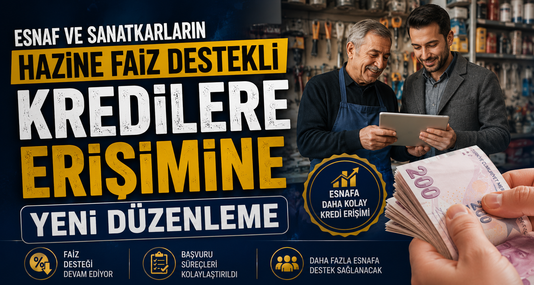 Esnaf ve sanatkarların hazine faiz destekli kredilere erişimine yeni düzenleme