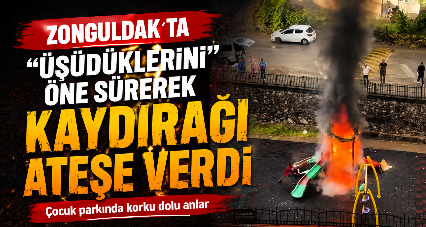 Zonguldak'ta 'üşüdüklerini' öne süren çocuklar kaydırağı ateşe verdi