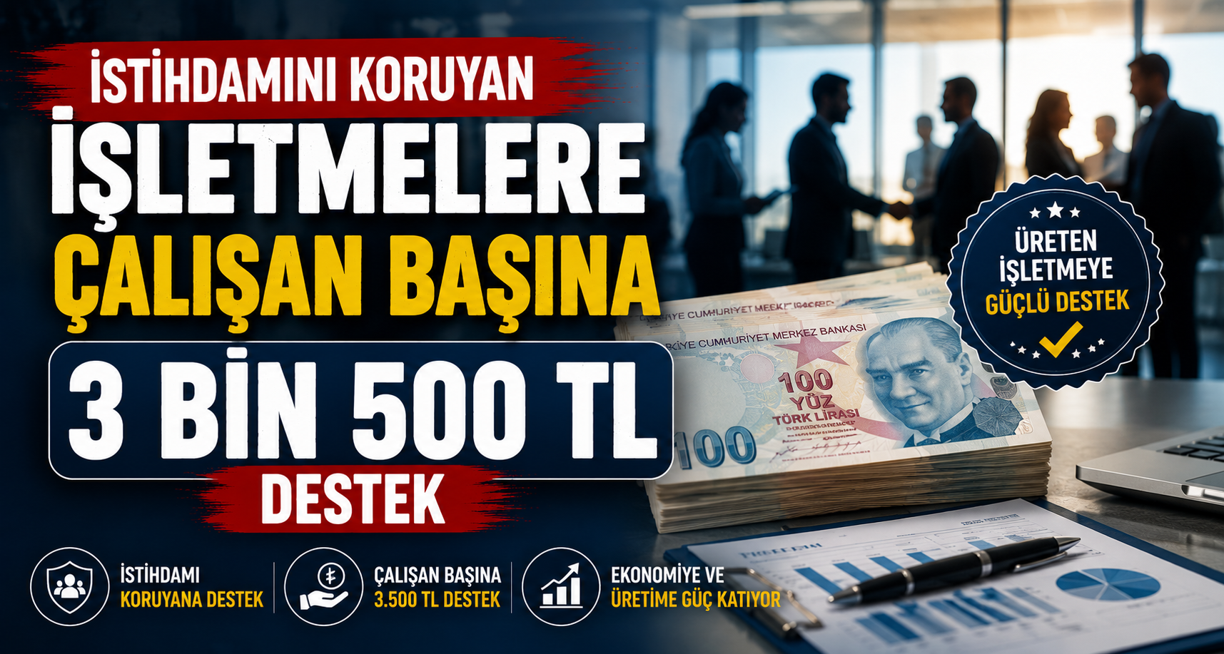 İstihdamını koruyan işletmelere çalışan başına 3 bin 500 TL destek