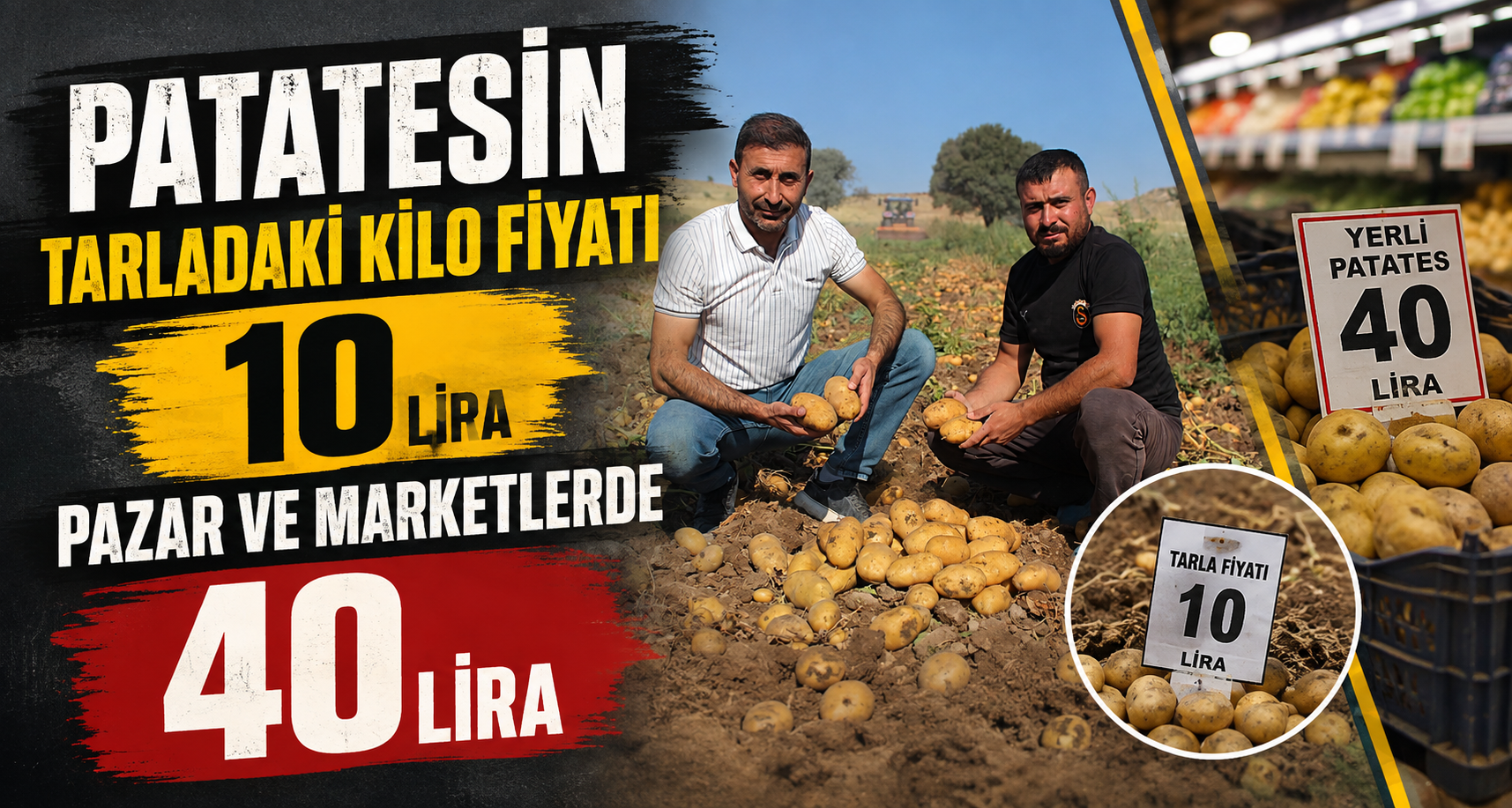 Patatesin tarladaki kilo fiyatı 10, pazar ve marketlerde 40 lira