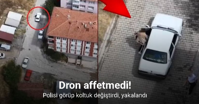 Ehliyeti yoktu, denetimden kaçtı: Yolcuyla yer değiştirirken görüntülendi