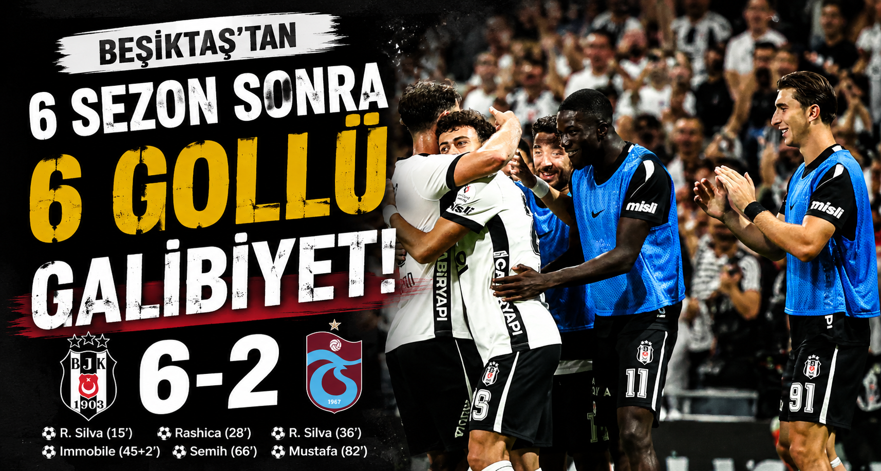 Beşiktaş’tan 6 sezon sonra 6 gollü galibiyet