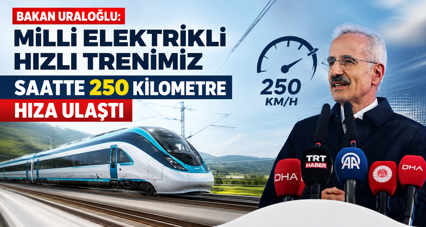 Bakan Uraloğlu: Milli elektrikli hızlı trenimiz saatte 250 kilometre hıza ulaştı