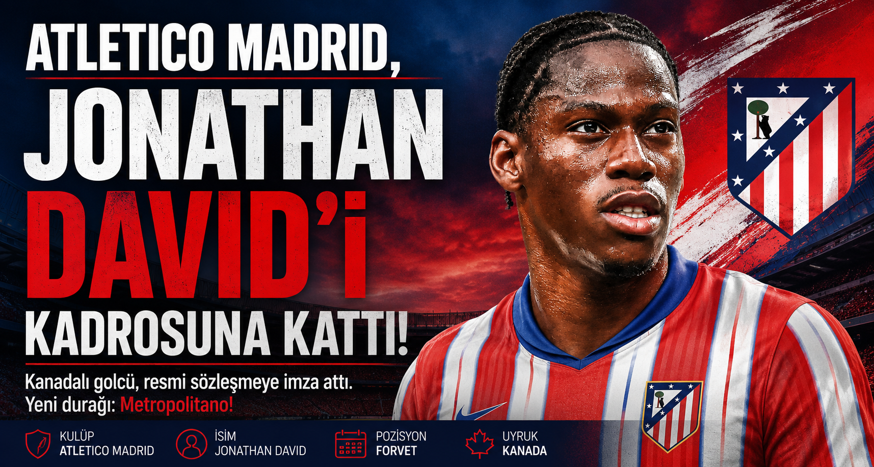 Atletico Madrid, Jonathan David’i kadrosuna kattı