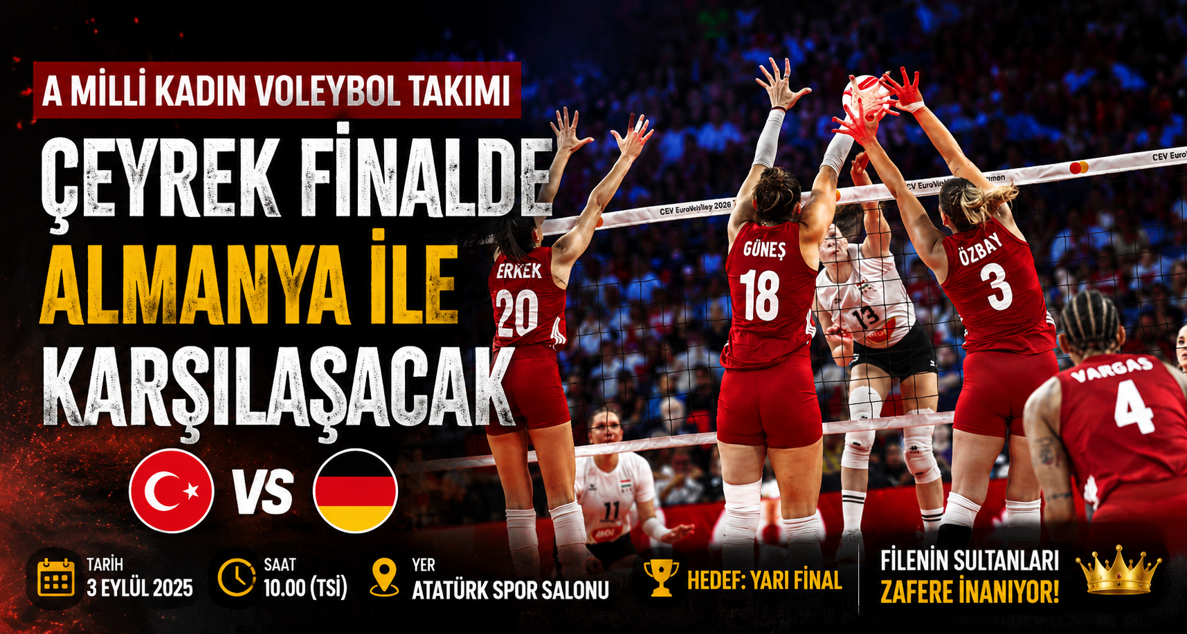 A Milli Kadın Voleybol Takımı, çeyrek finalde Almanya ile karşılaşacak