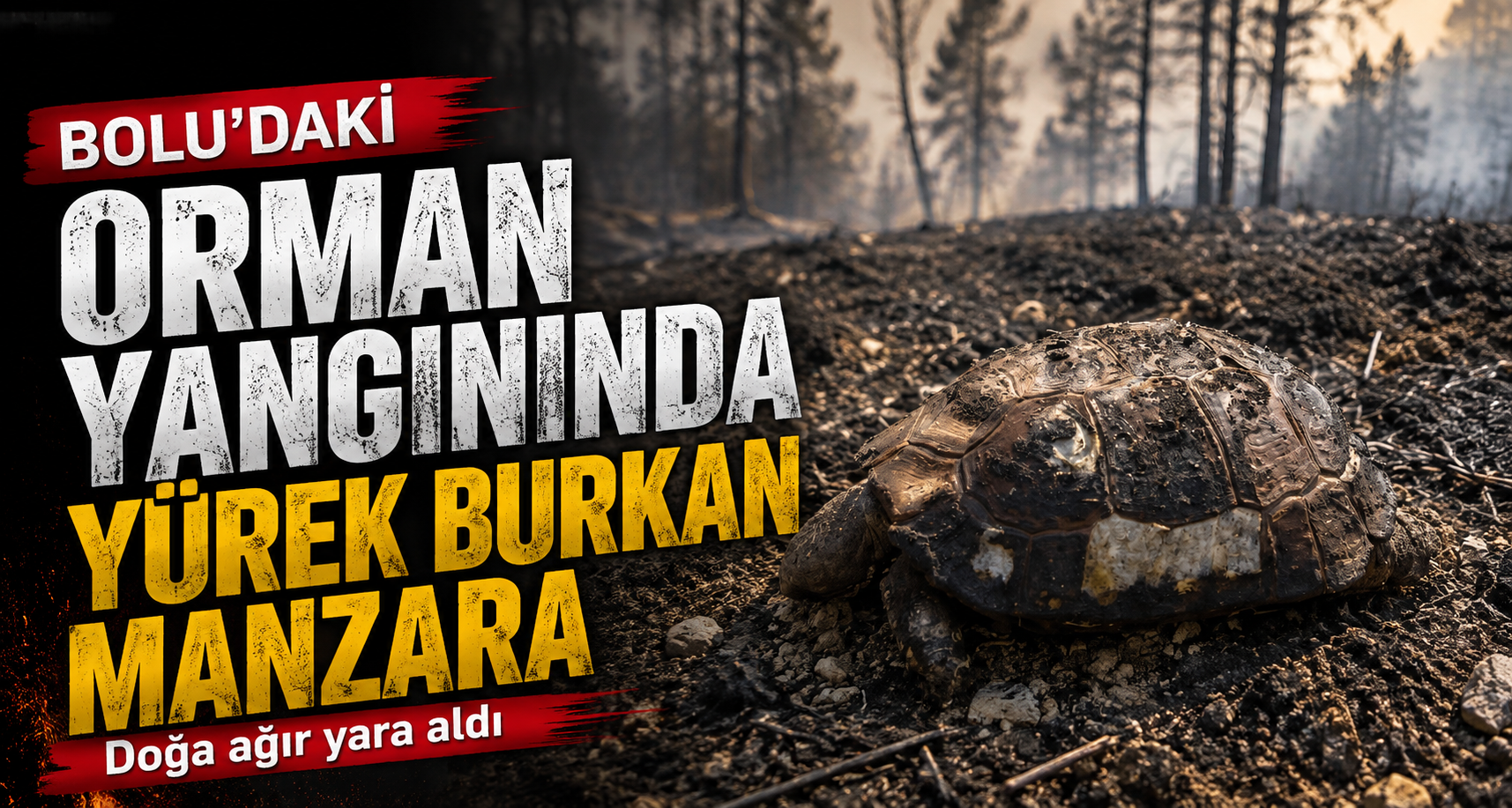 Bolu’daki orman yangınında yürek burkan manzara