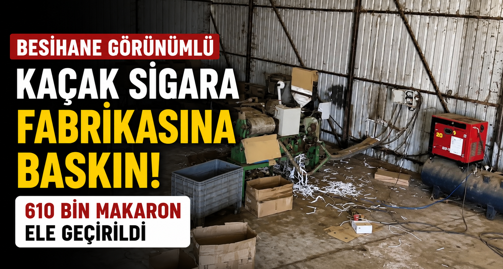 Besihane görünümlü kaçak sigara fabrikasına baskın: 610 bin makaron ele geçirildi