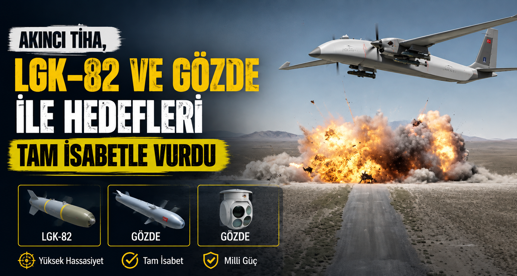 AKINCI TİHA, LGK-82 ve GÖZDE ile hedefleri tam isabetle vurdu